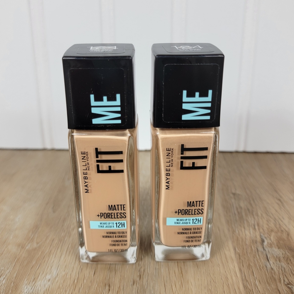 🆕️Maybelline New York Fit Me Matte + Poreless Foundation - Bundle - #124
